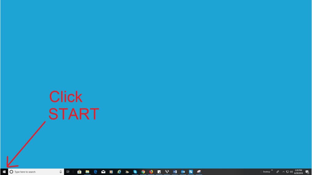 Click on the Start menu