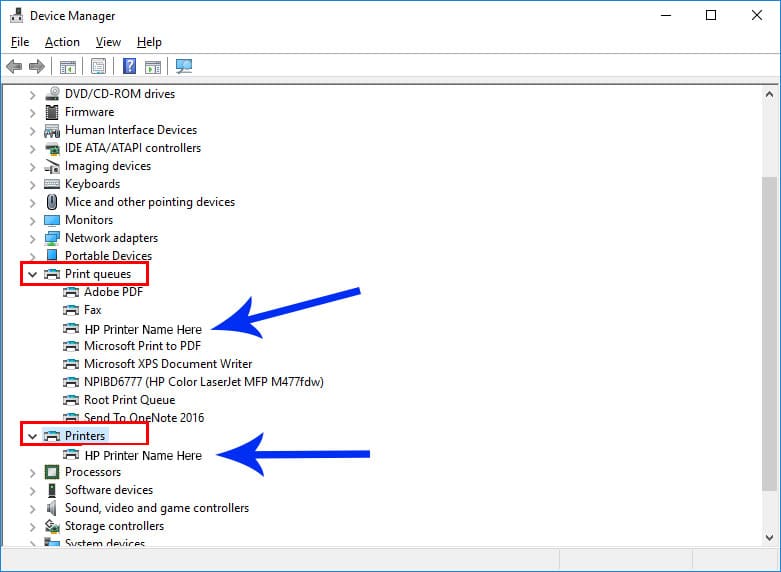 Expand category Print Queues or Printers