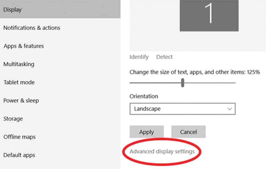 advanced display settings