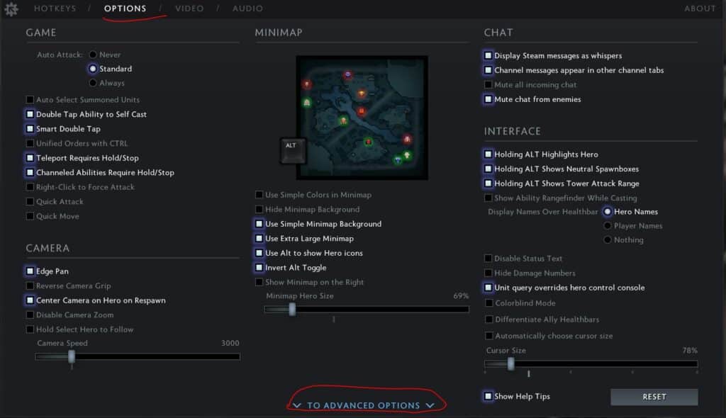 Go into Advanced Options.