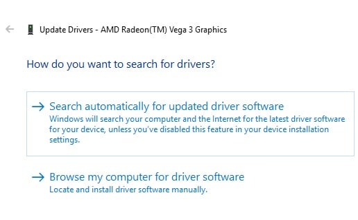 Search automatically for updated driver software