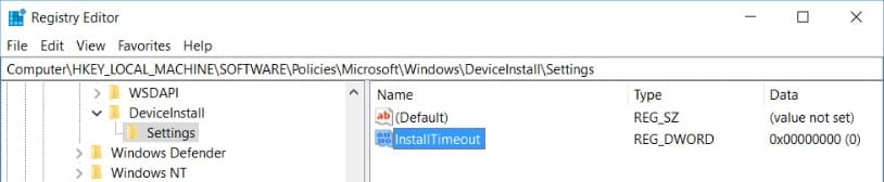 Add InstallTimeout Entry