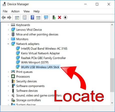 Locate WLAN USB Stick