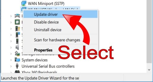 Select Update Driver