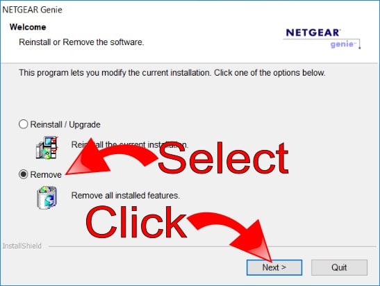 Uninstall Netgear Genie