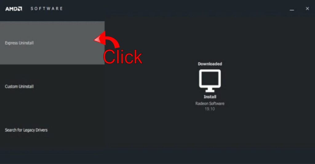 Select Express Uninstall Option