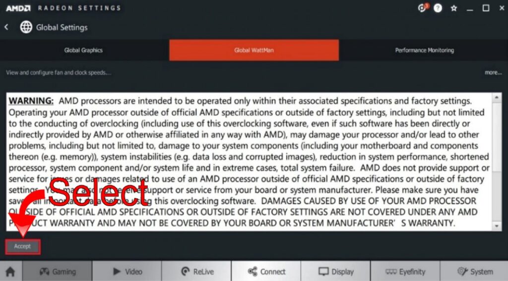 Accept Warning Notification