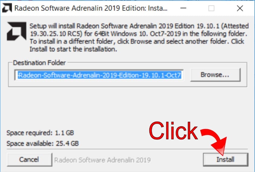 Accept Default Folder to Start Installation