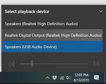 You should see the Realtek High Definition Audio in the taskbar