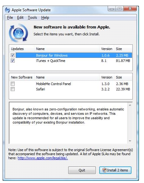 Windows Apple software update