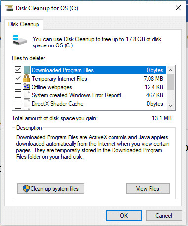 disk cleanup