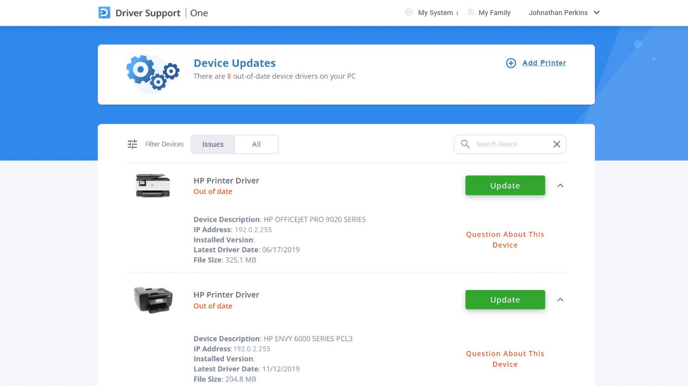 DriverSupport - Driver Update List
