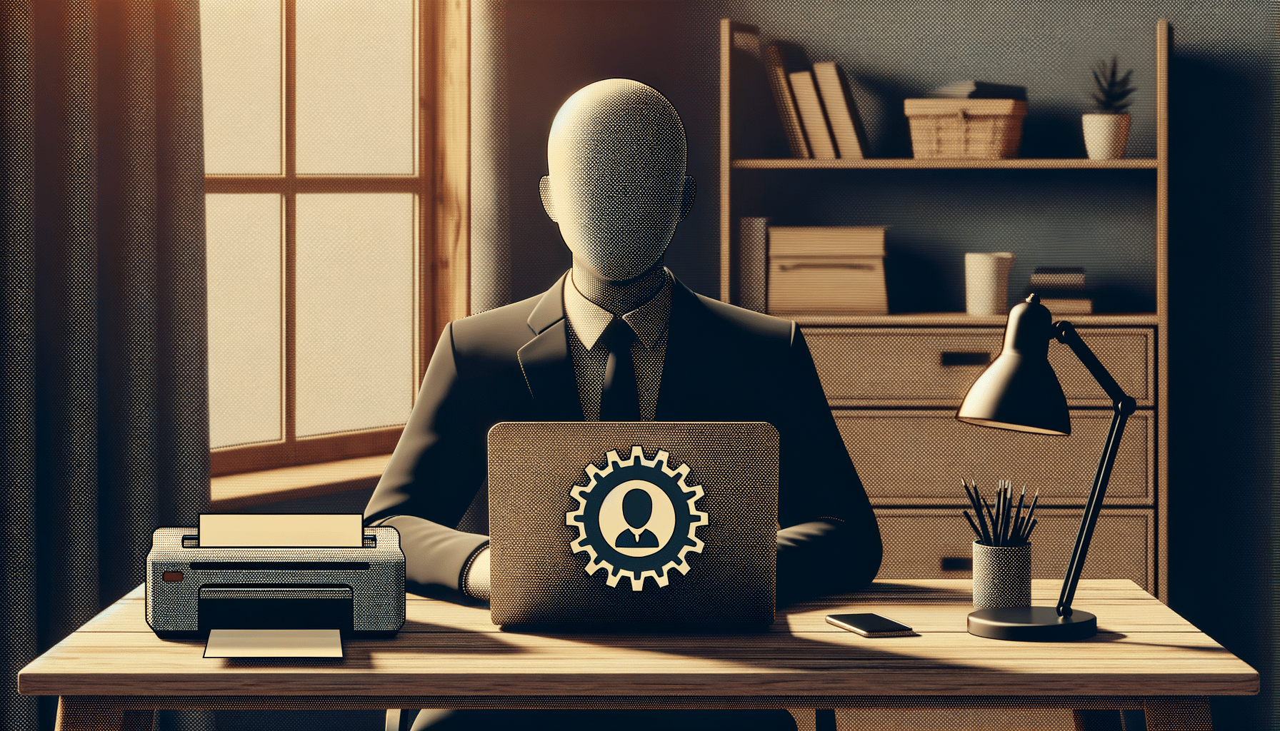 Person at desk with laptop and Canon MG2900 printer for driver download guide