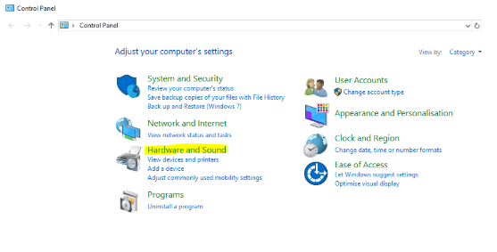 windows sound options