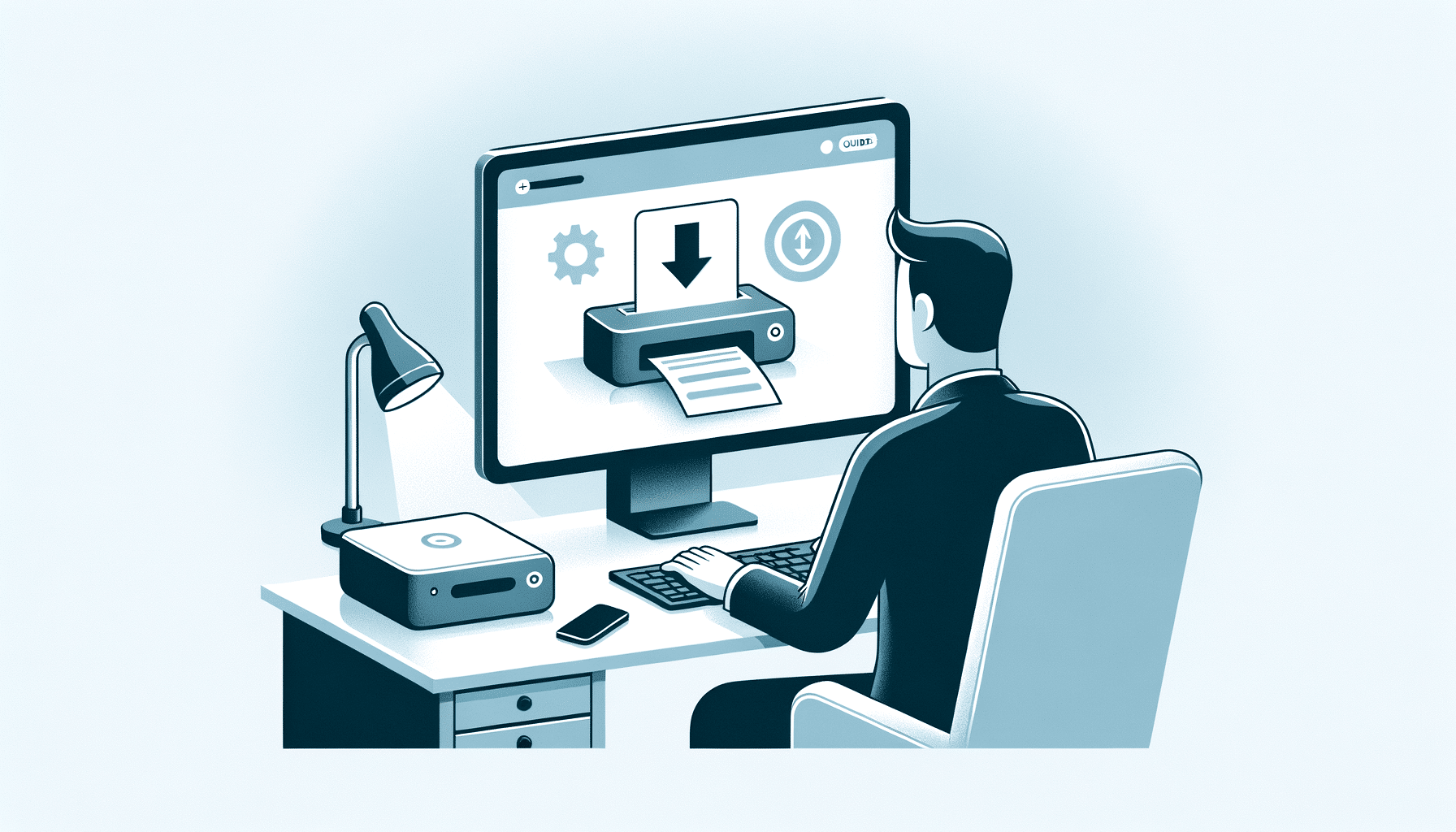 Step-by-step guide on updating Brother ADS-2700W driver on a computer in an office setting