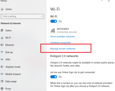 Manage Known Networks