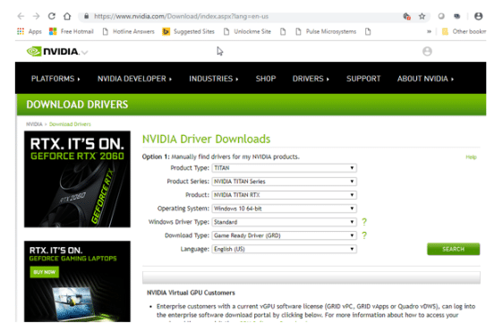 find nvidia driver