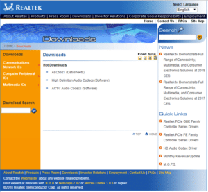 Realtek Download Site for Drivers