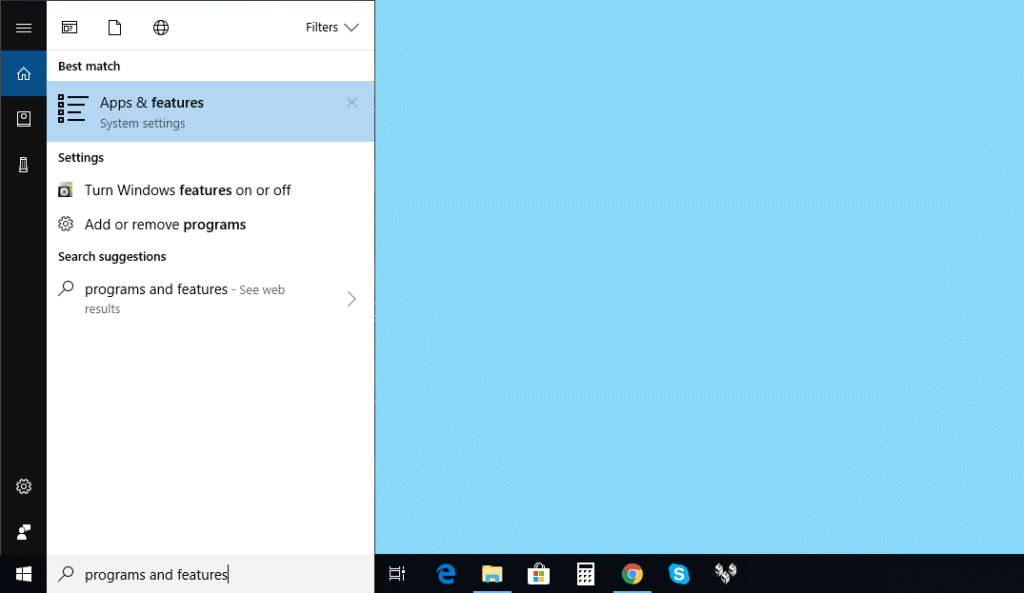 Open Apps and Features