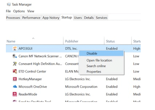 disable auto-start status